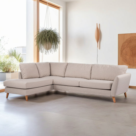 3 seater corner  left, fabric Inari 22, I460 beige, oak leg