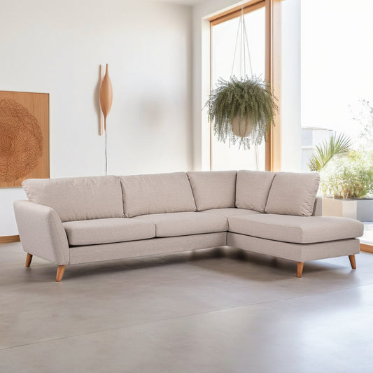 3 seater corner  right, fabric Inari 22, I460 beige, oak leg