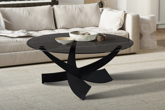 Salontafel 'Weston' Rond Grijs helder glas