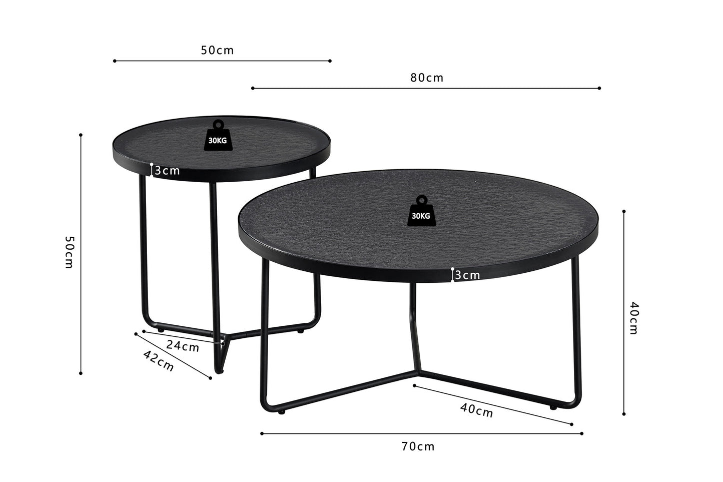 Salontafel 'Melia' Rond Grijs Glas