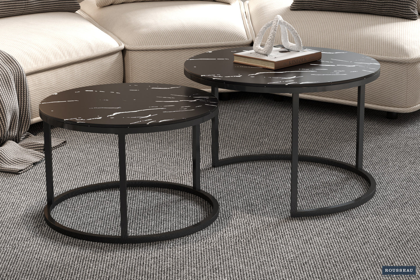 Salontafel 'Boston' Decor Glas Marmer Zwart