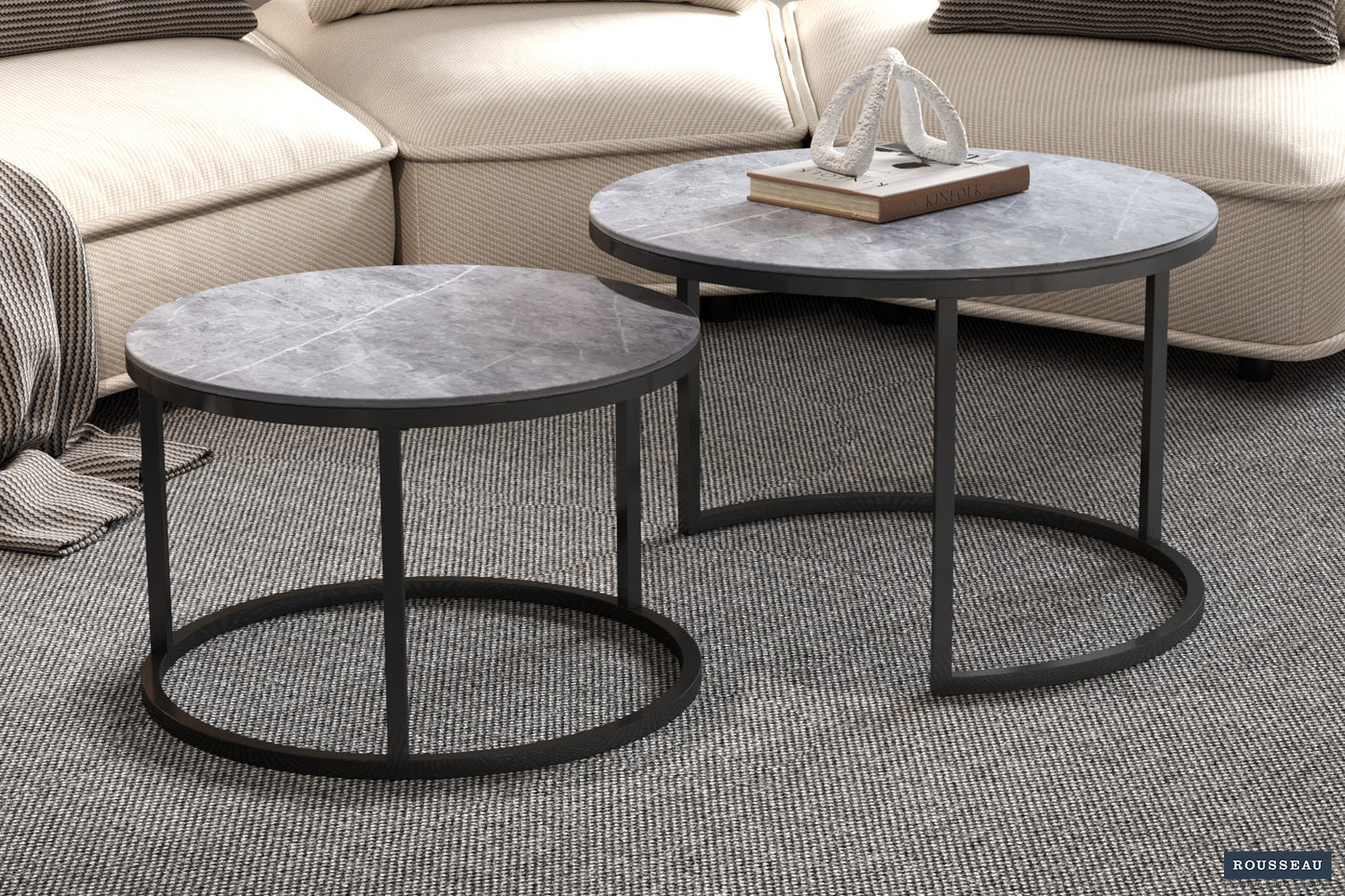 Salontafel 'Boston' Decor Glas Steen Grijs