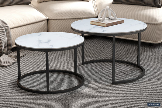 Salontafel 'Boston' Decor Glas Marmer Wit