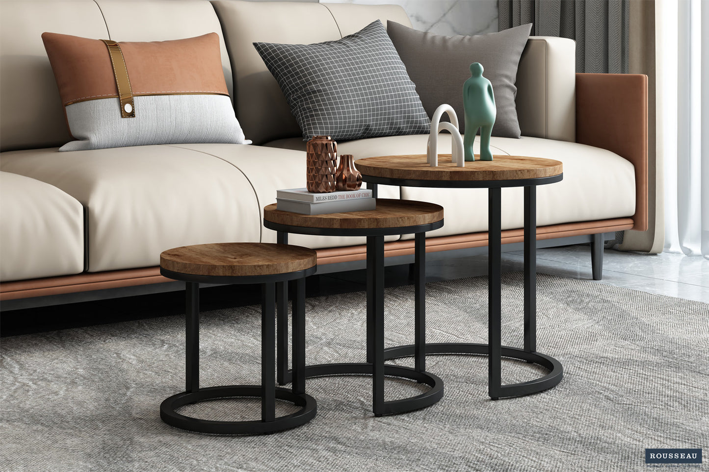 Side table 'Plano' 3-delig Mango hout