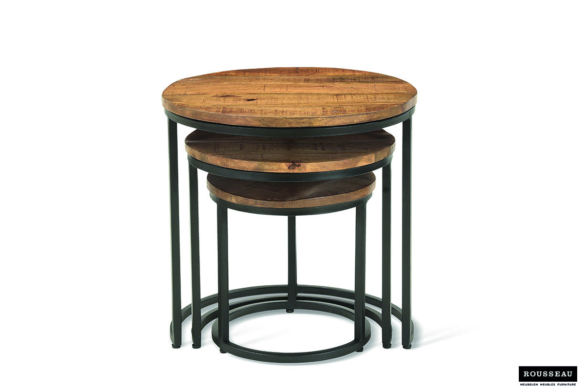 Side table 'Plano' 3-delig Mango hout