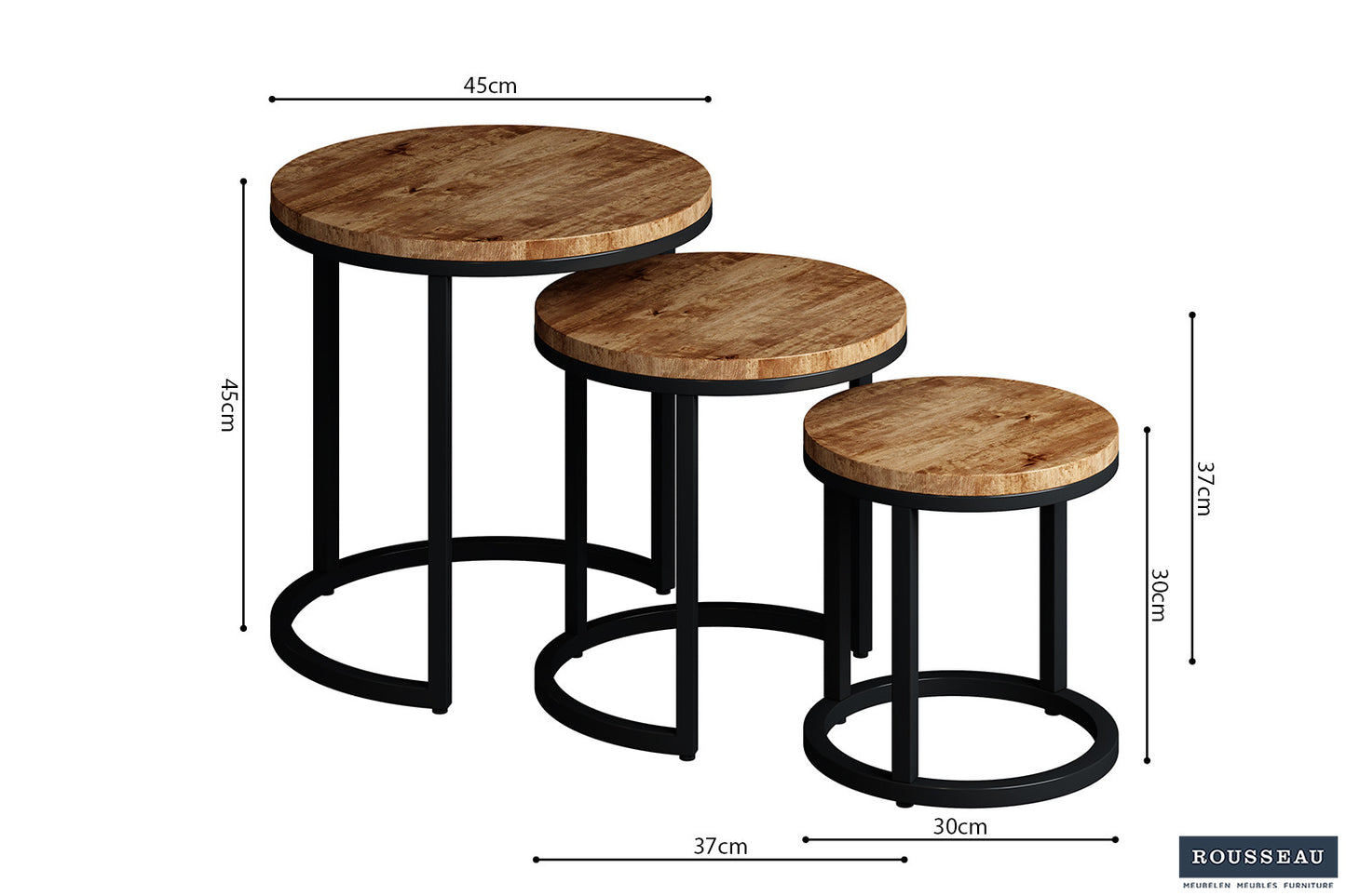 Side table 'Plano' 3-delig Mango hout