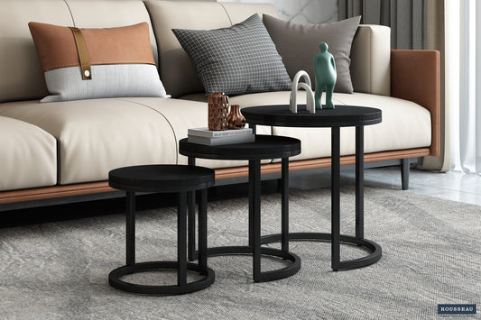 Side table 'Plano' 3-delig Mango hout zwart