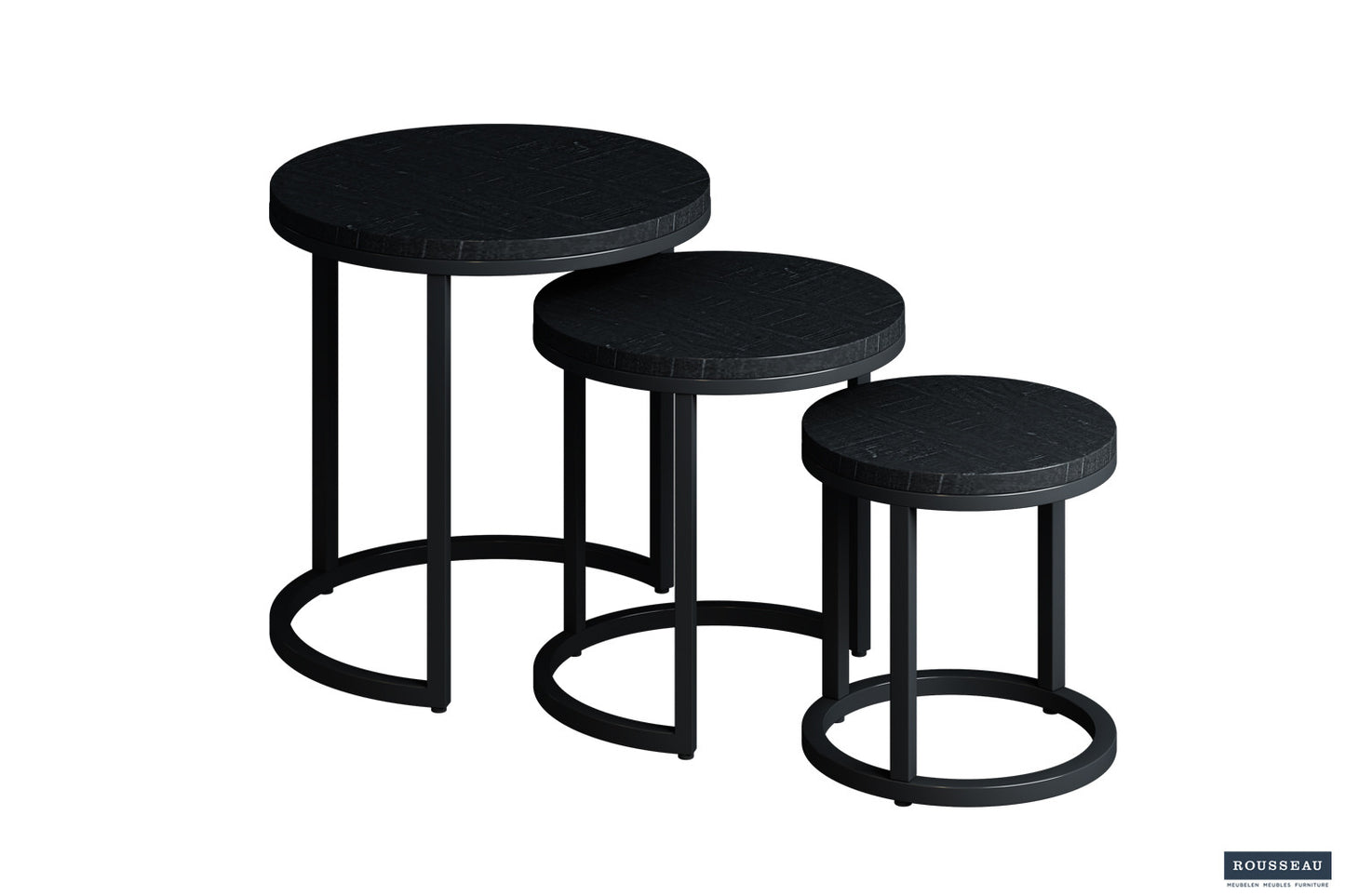 Side table 'Plano' 3-delig Mango hout zwart