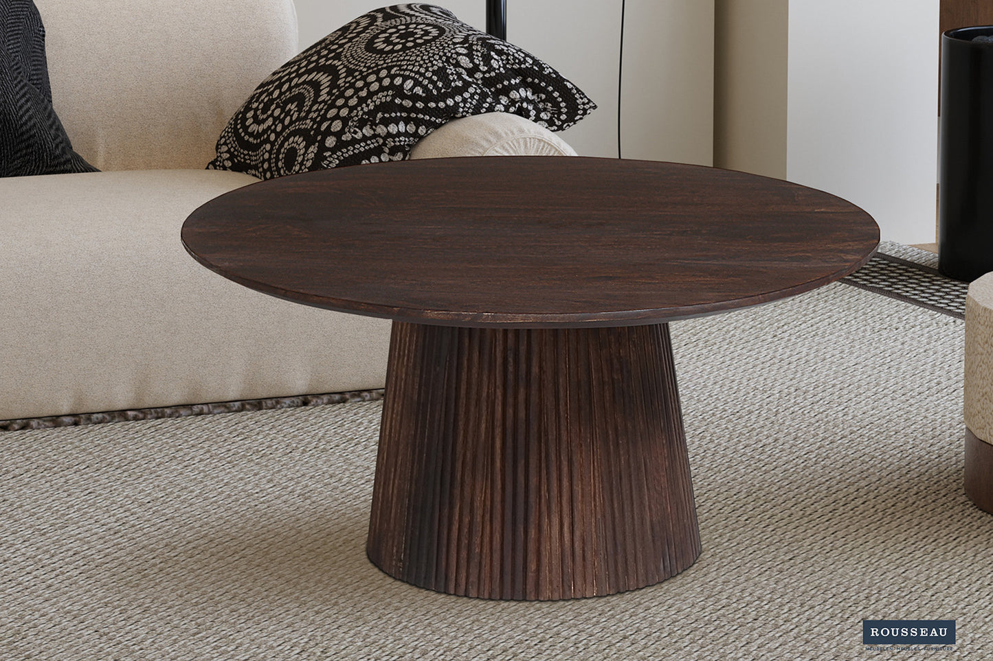 Salontafel 'Miguel' 80 cm Rond Mango hout Donkerbruin
