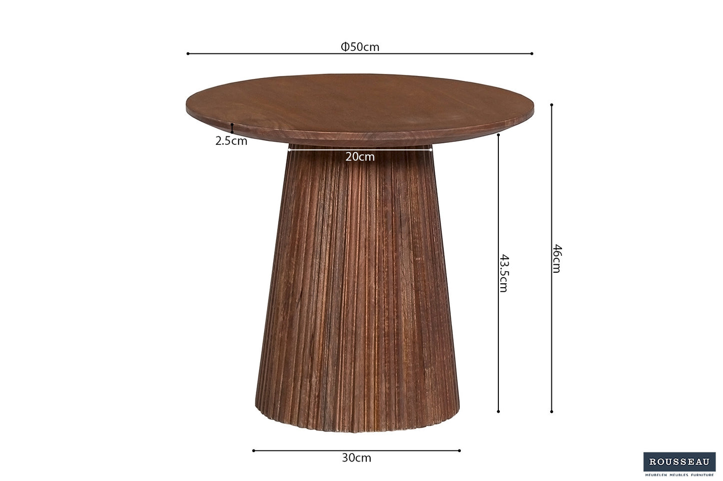Salontafel 'Miguel' 50 cm Rond Mango hout Lichtbruin