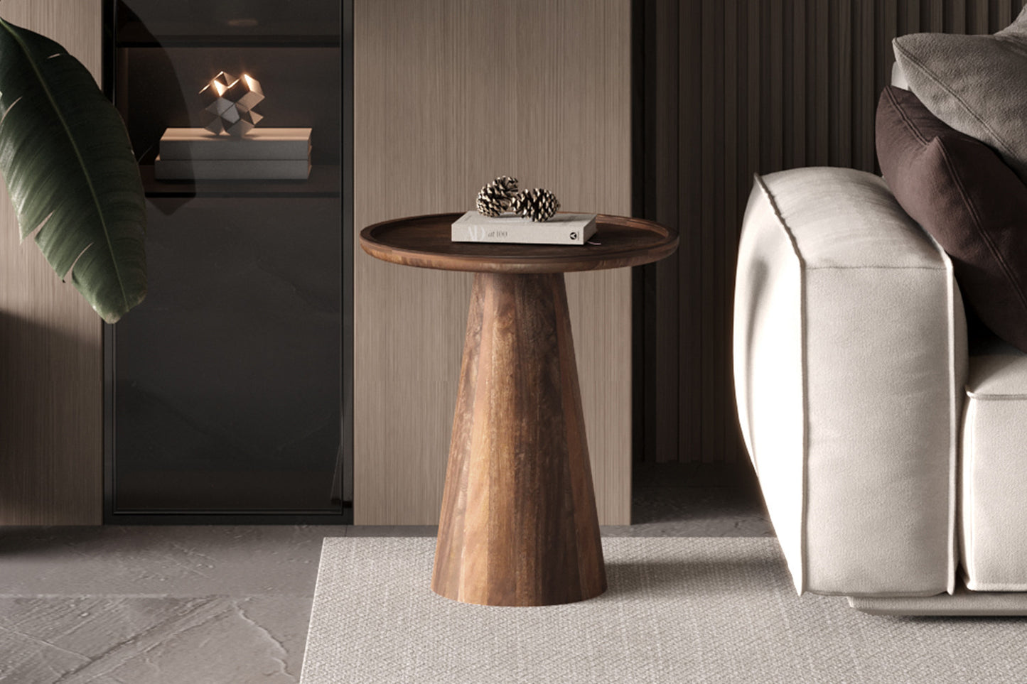 Salontafel 'Jules' 45x50 cm Rond Mango hout Lichtbruin