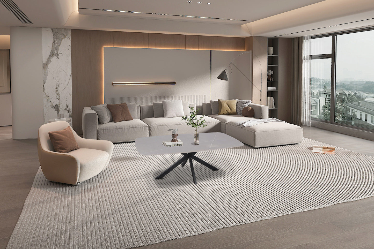 Salontafel 'Apollo' 130 cm Deens Ovaal Steen Grijs