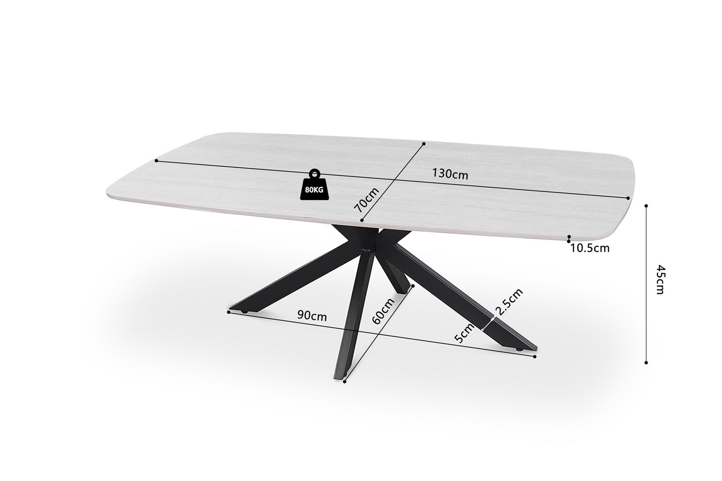 Salontafel 'Apollo' 130 cm Deens Ovaal Steen Baroque Grijs