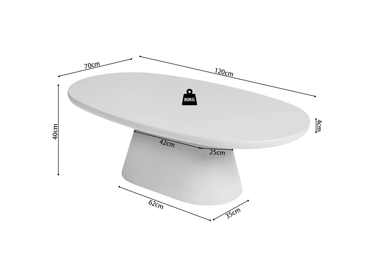 Salontafel 'Tavira' 120 cm Ovaal Cement Ecru