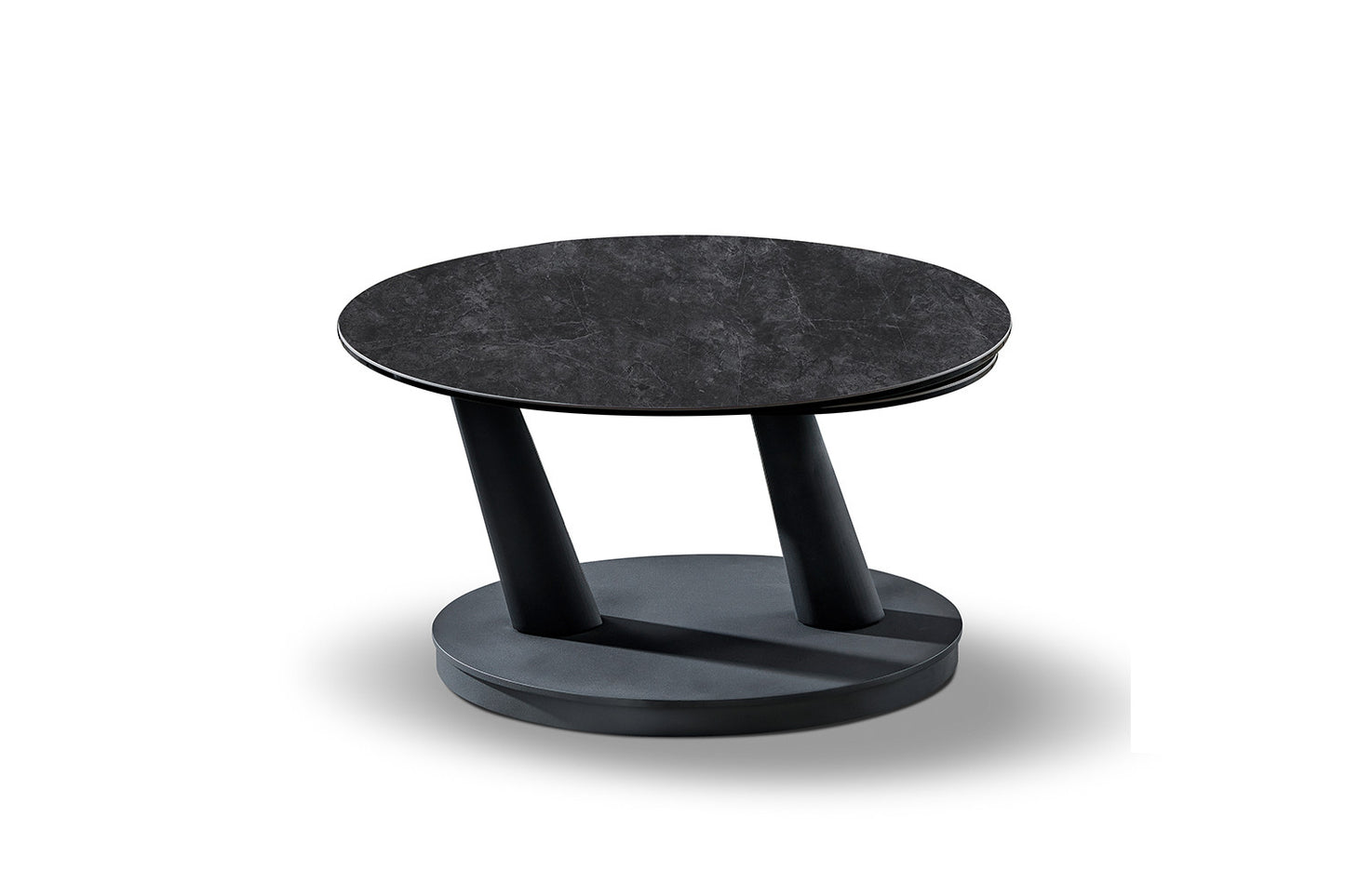 Salontafel 'Sapporo' Rond Draaibaar Steen Donkergrijs