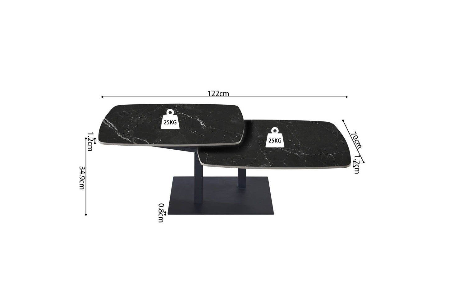 Salontafel 'Sendai' Rond Draaibaar Steen Zwart