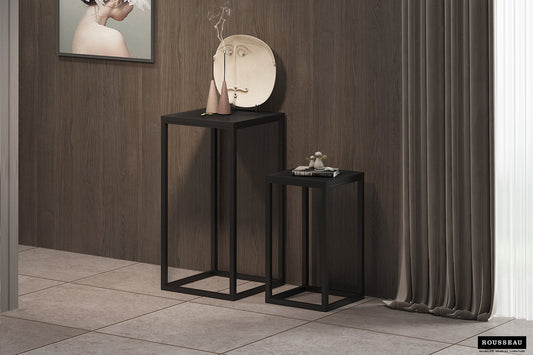 Bijzettafel 'Madeira' 2-delig Mango hout zwart