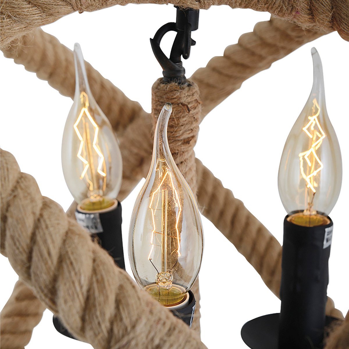 Hangende lamp "regia", black metal, henneptouw, E27 -aansluiting, verlichting voor woonkamer, eetkamer of kantoor, een diameter van 43 cm