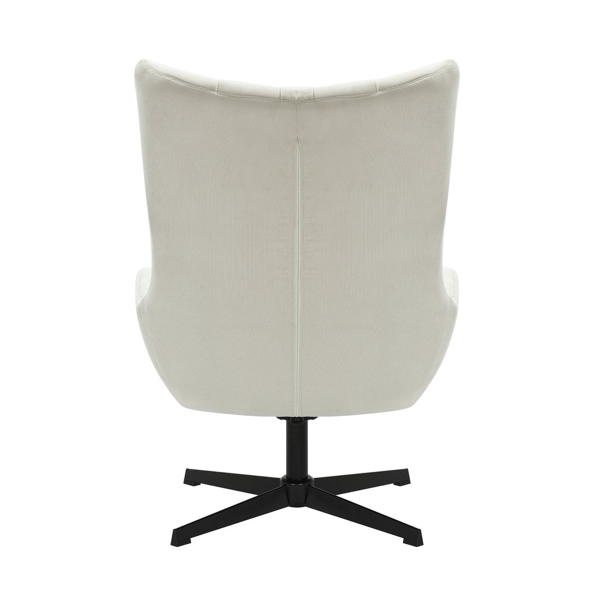 Fauteuil en kruk corduroy look beige
