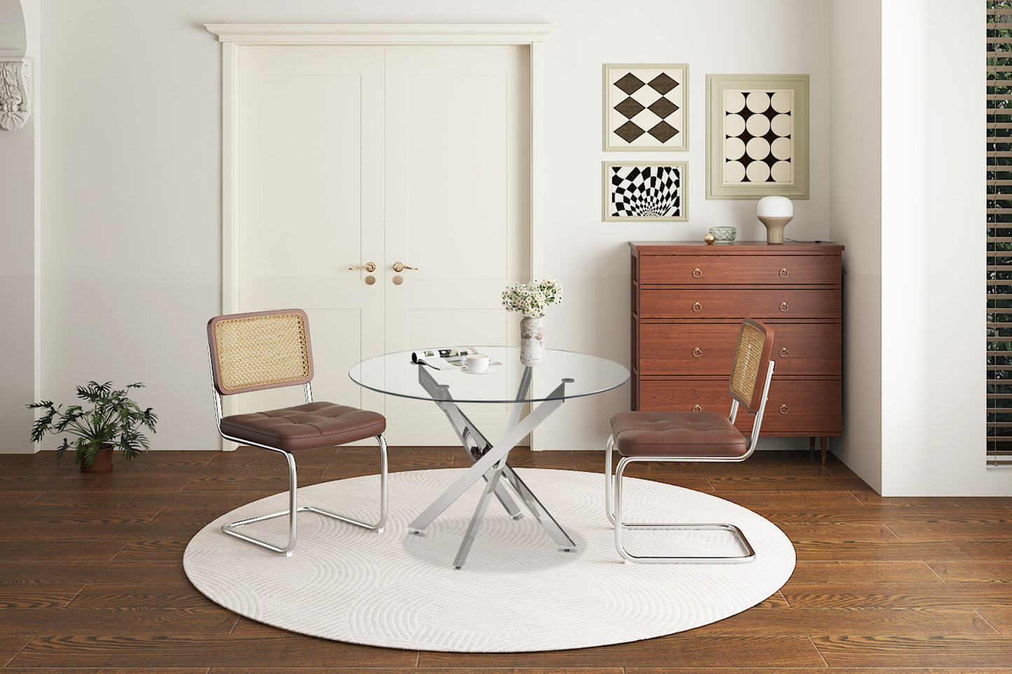 Tafel 'Lasi' 120 cm Rond Glas, Poten Chroom