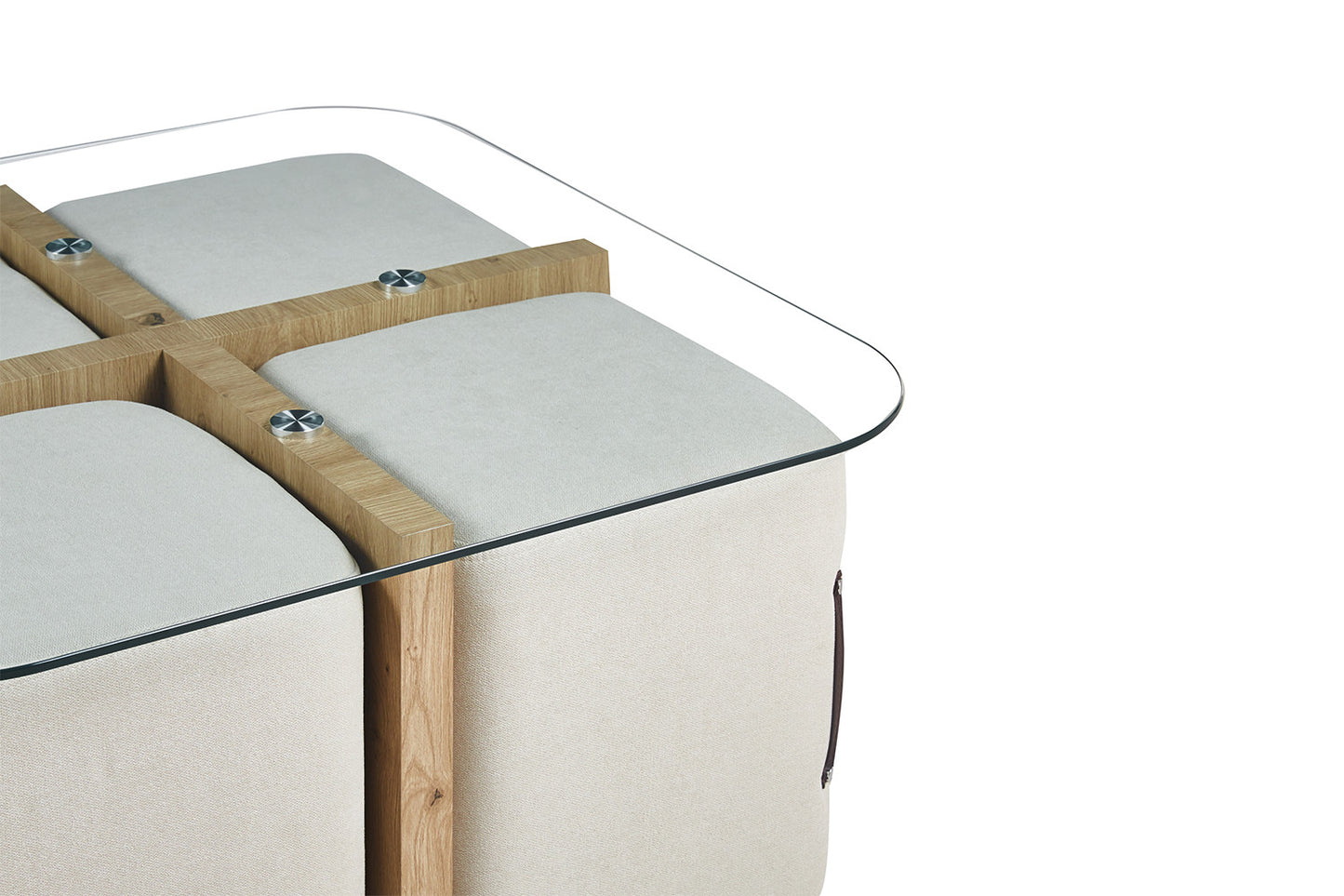 Salontafel 'Shana' met 4 poefs stof Decor Oude eik