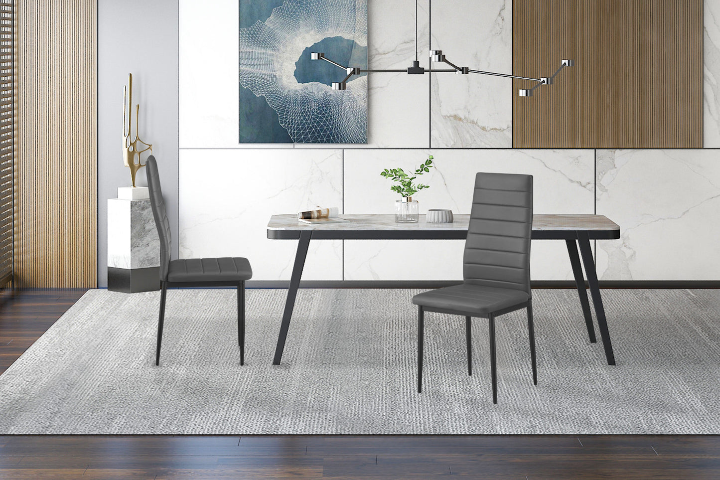 Set van 4 stoelen 'Cato/Kenzo' PU Grijs