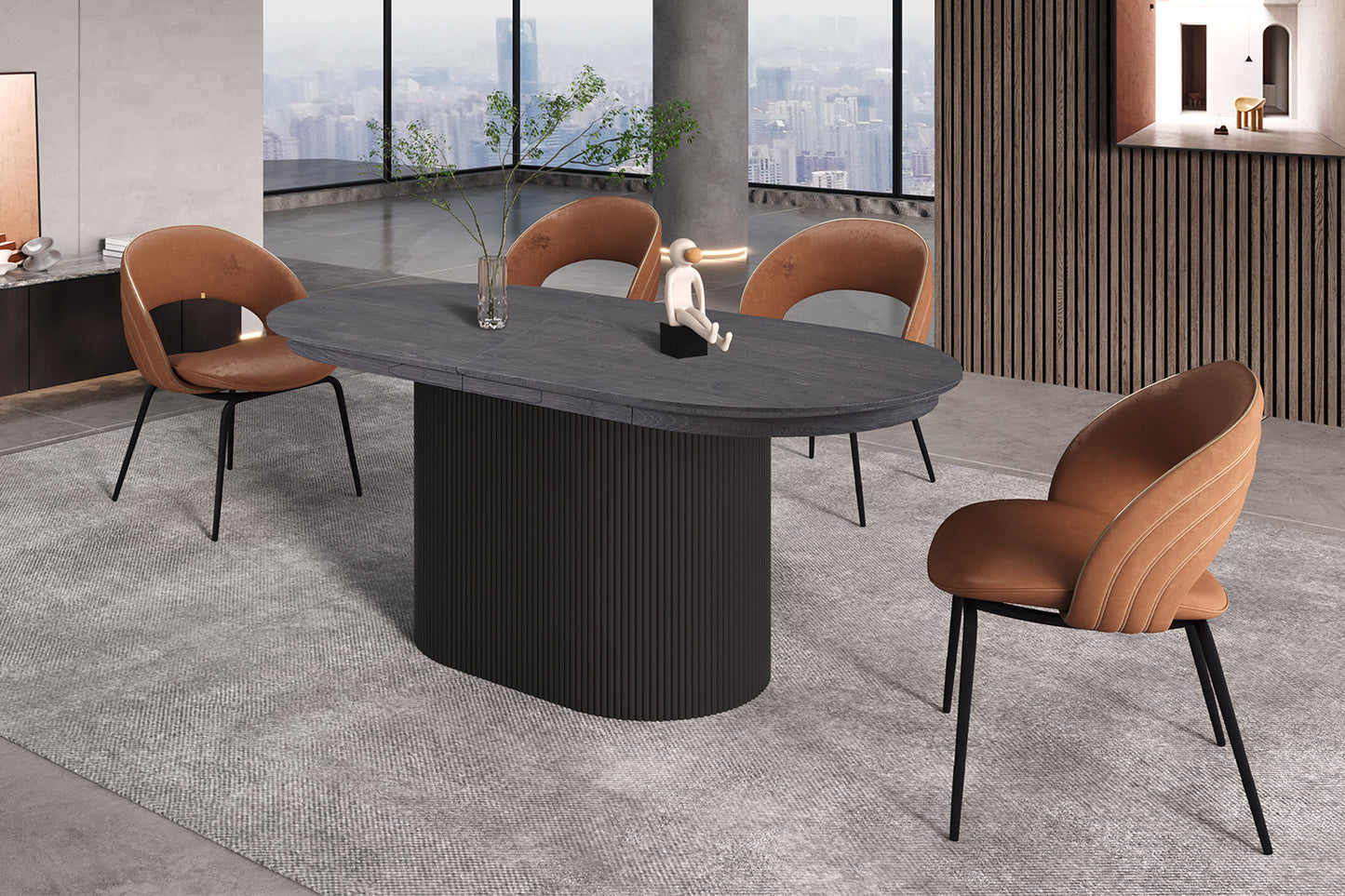 Uitschuifbare tafel 'Lagos' 180-220 cm Ovaal Decor Donkerbruin