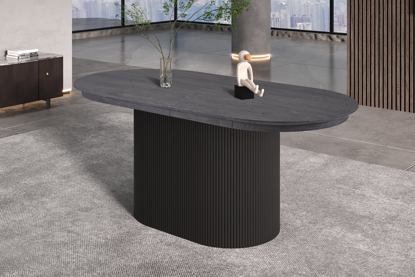 Uitschuifbare tafel 'Lagos' 180-220 cm Ovaal Decor Donkerbruin