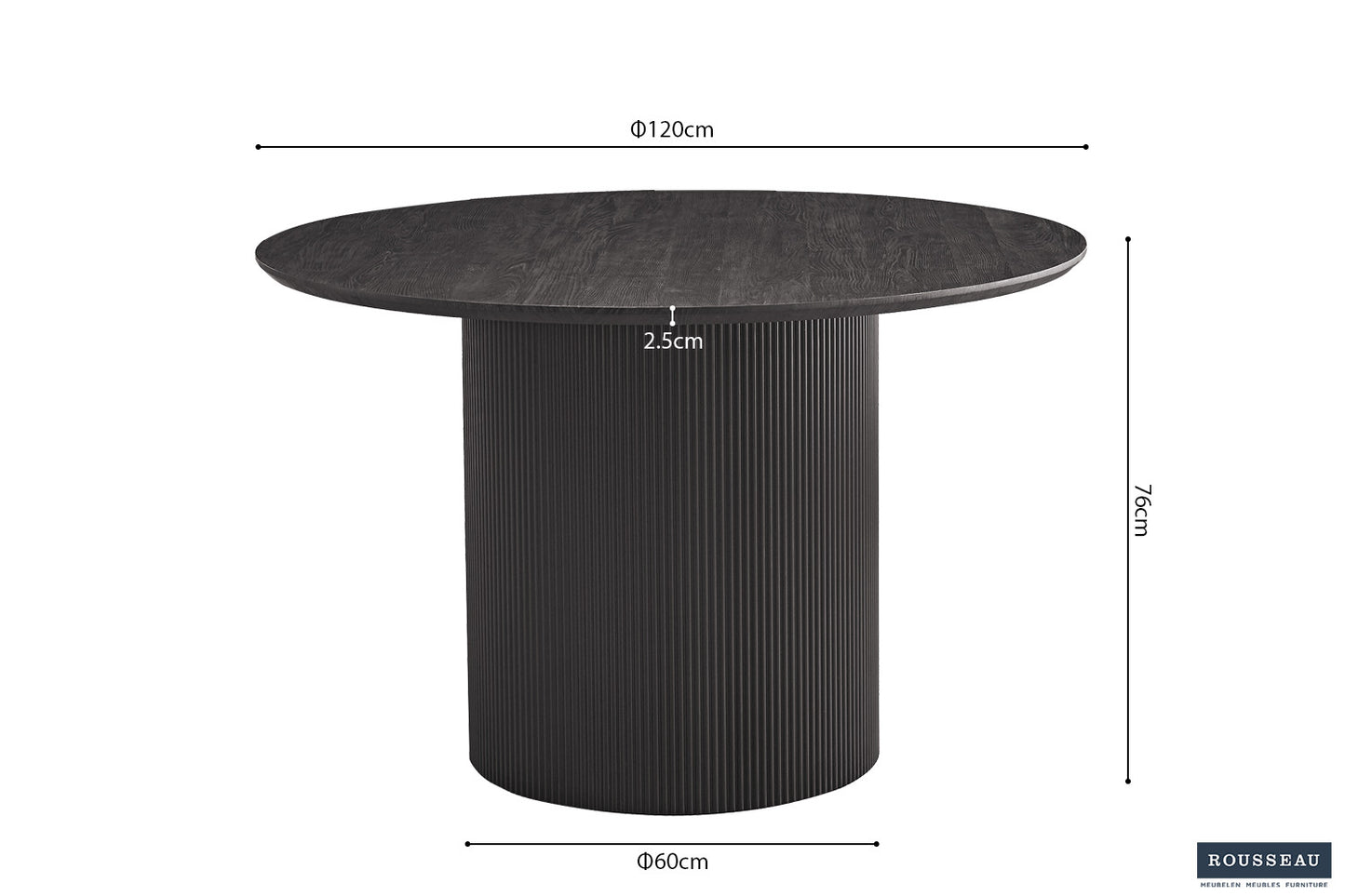 Tafel 'Lagos' 120 cm Rond Decor Donkerbruin