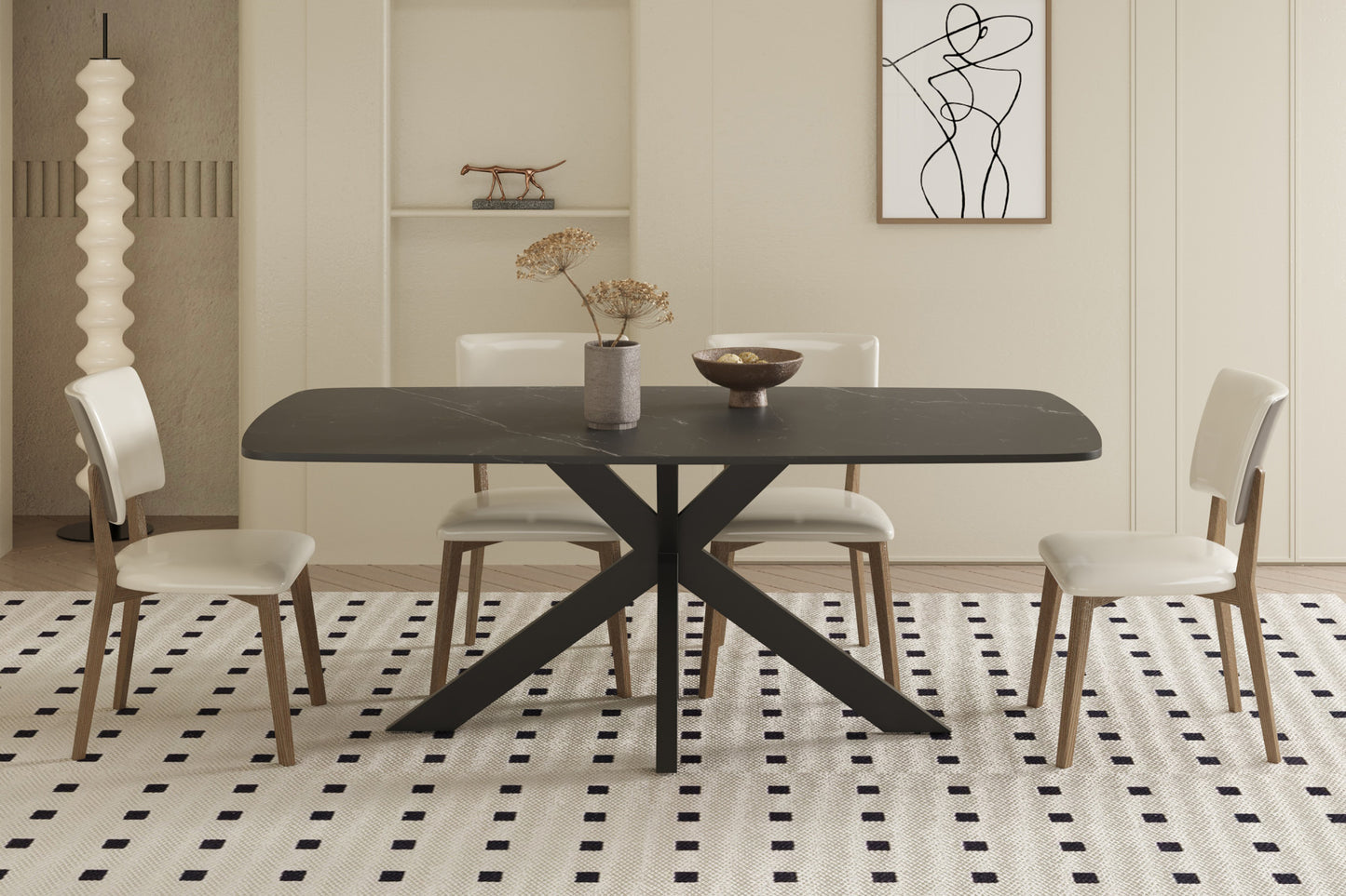 Tafel 'Apollo' 180 cm Deens Ovaal Steen Zwart