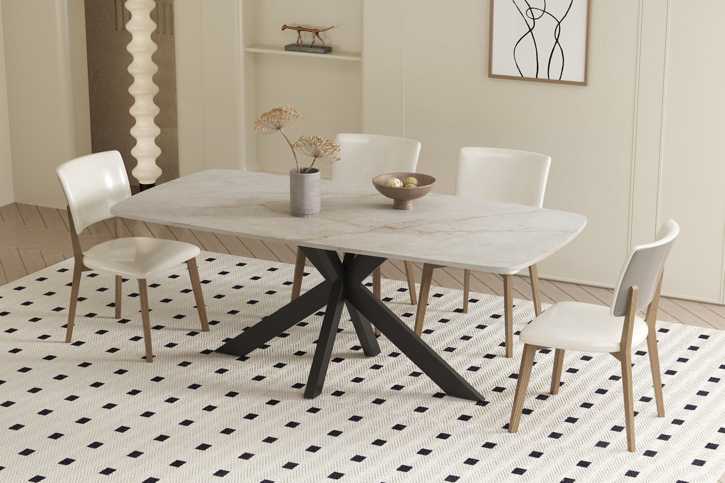 Tafel 'Apollo' 180 cm Deens Ovaal Glanzend Steen Shakespear Beige