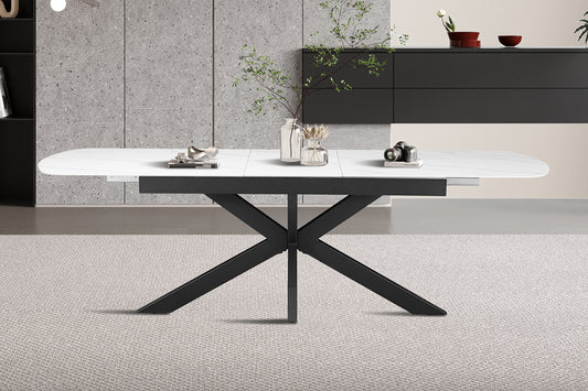 NIEUW - Extendable table 'Hestia' 180-220 cm Danish Oval Stone White