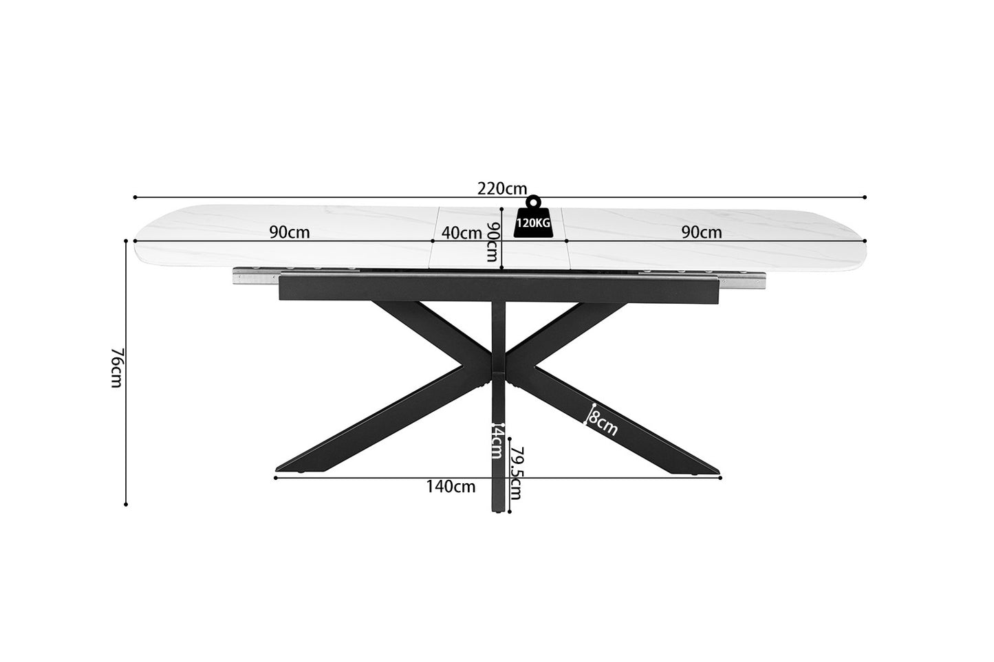 NIEUW - Extendable table 'Hestia' 180-220 cm Danish Oval Stone White
