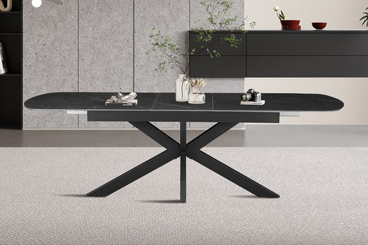 NIEUW - Extendable table 'Hestia' 180-220 cm Danish Oval Stone Black