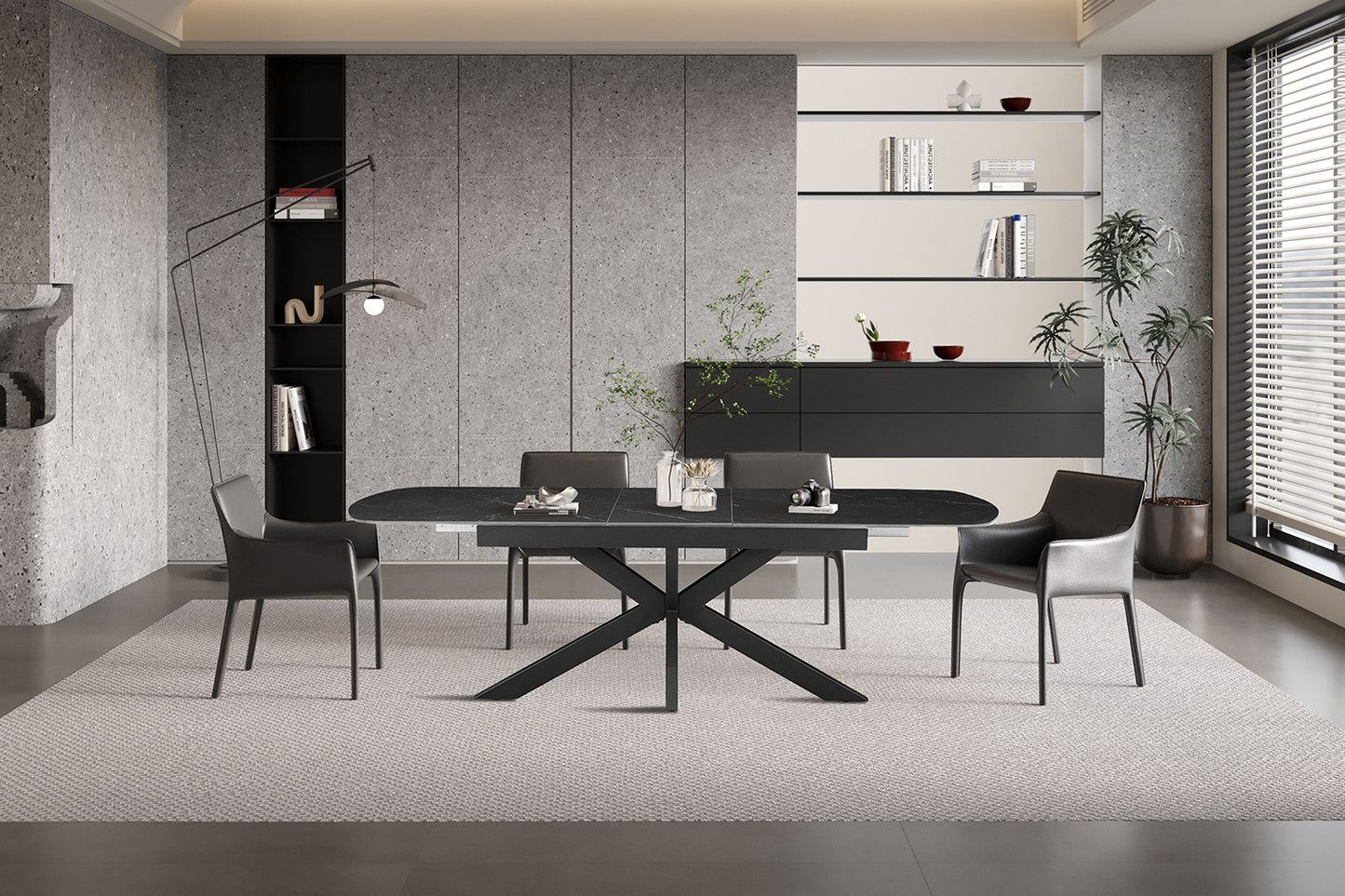 NIEUW - Extendable table 'Hestia' 180-220 cm Danish Oval Stone Black