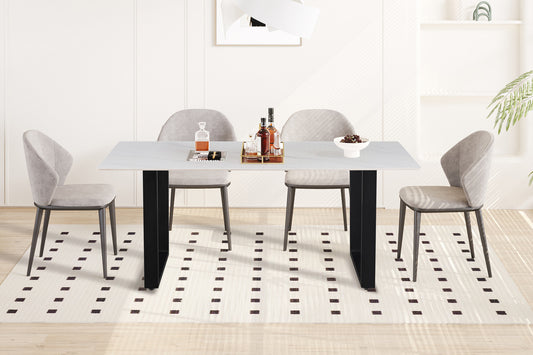 NIEUW - Tafel 'Poseidon' 180 cm Rechthoekig Glanzend Steen Wit