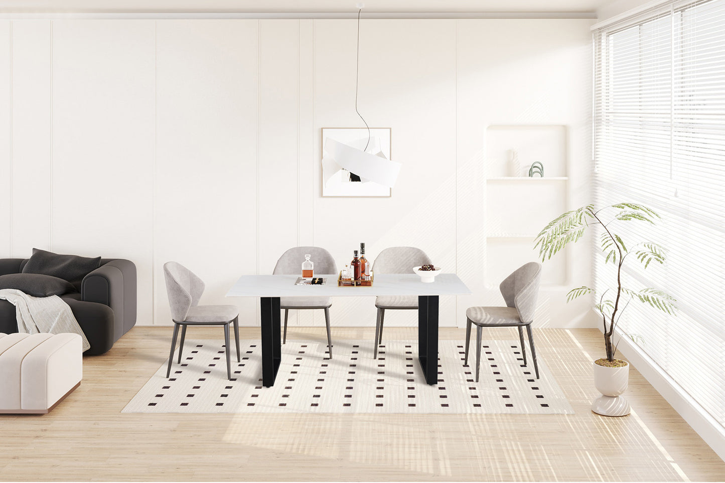 NIEUW - Tafel 'Poseidon' 180 cm Rechthoekig Glanzend Steen Wit