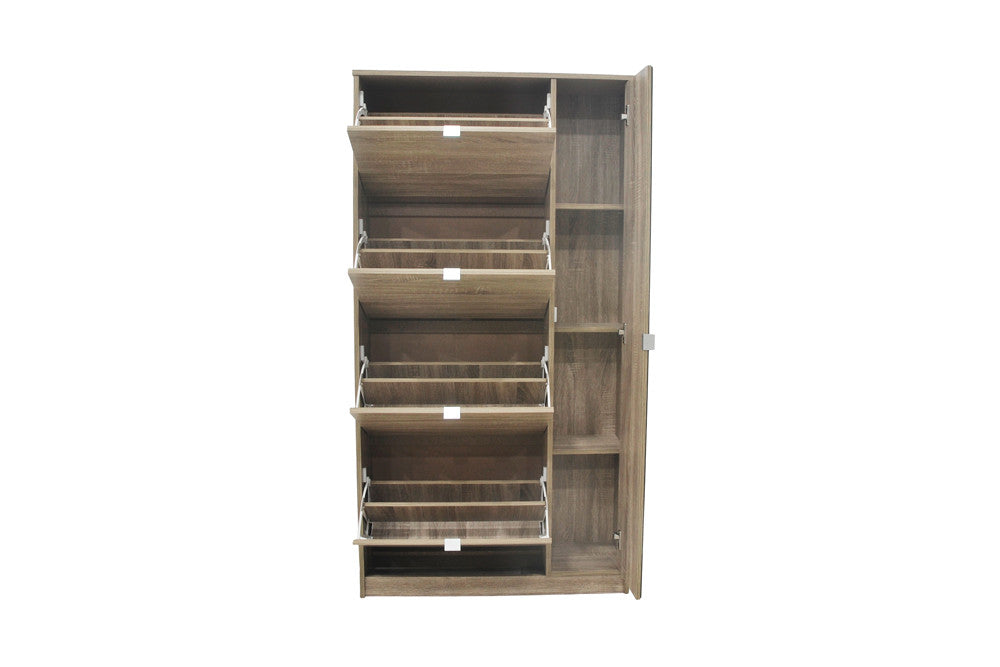 NIEUW - Schoenenkast 'Marcel' met 4 laden en 1 spiegeldeur in Decor Sonoma