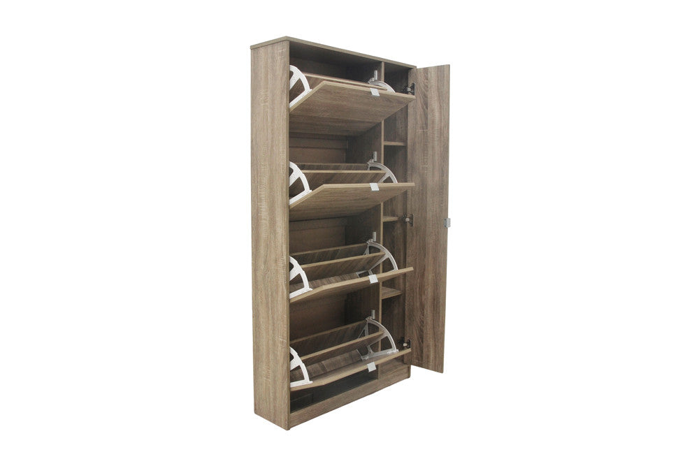 NIEUW - Schoenenkast 'Marcel' met 4 laden en 1 spiegeldeur in Decor Sonoma