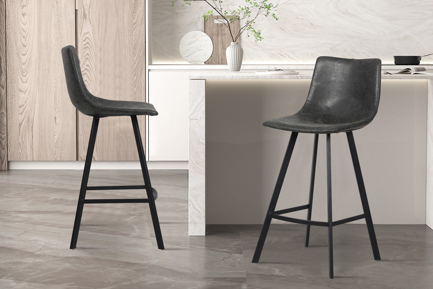 Tellerstoel 'Ozan' PU Zwart