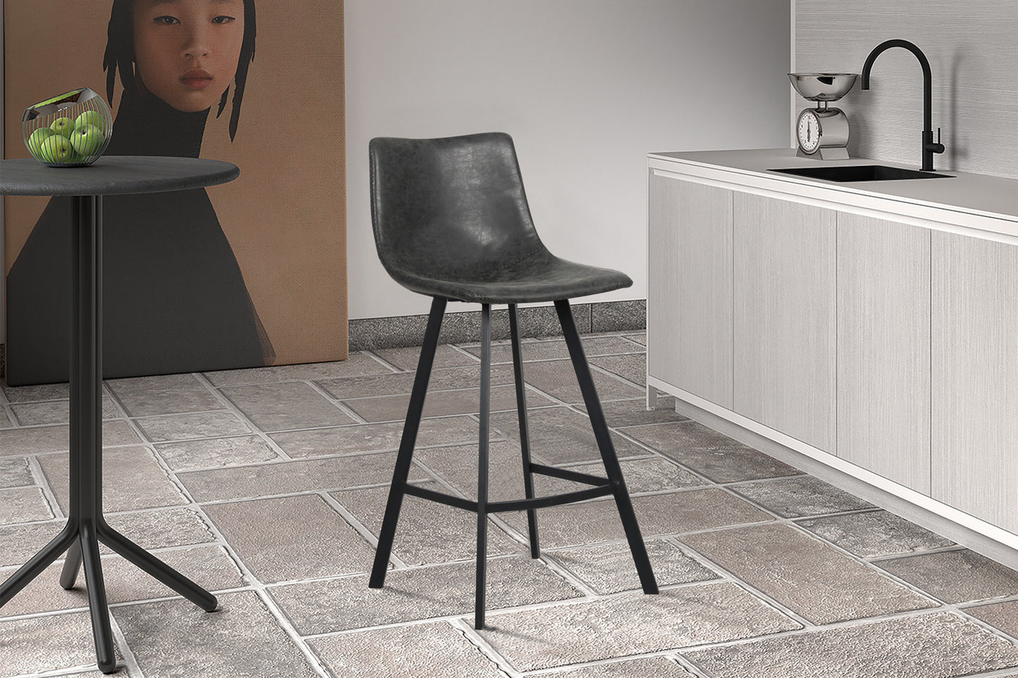 Tellerstoel 'Ozan' PU Zwart