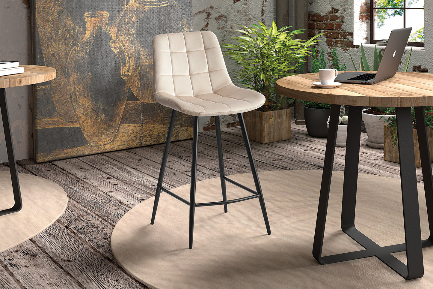 Tellerstoel 'Juta' Fluweel Beige