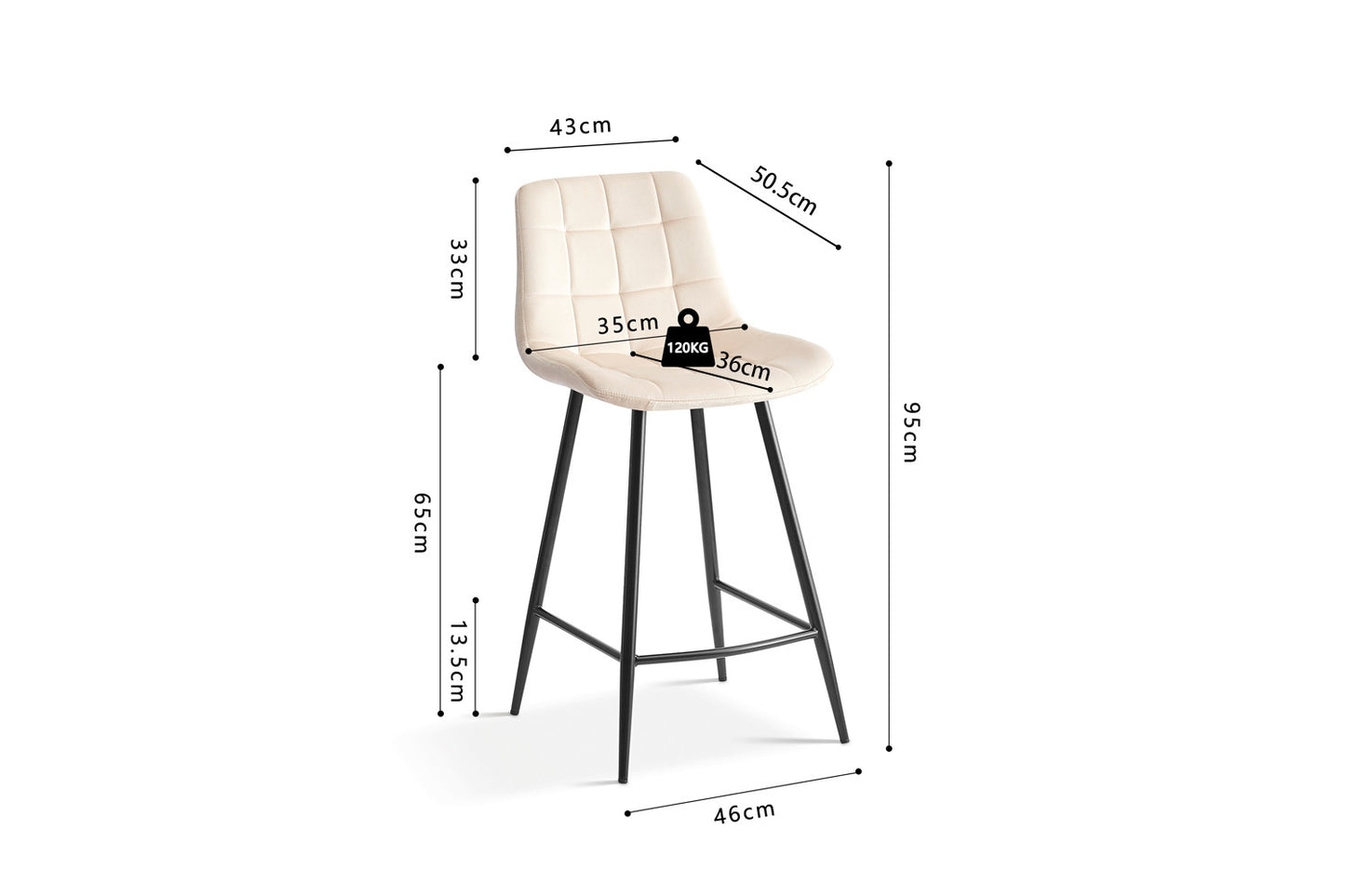 Tellerstoel 'Juta' Fluweel Beige