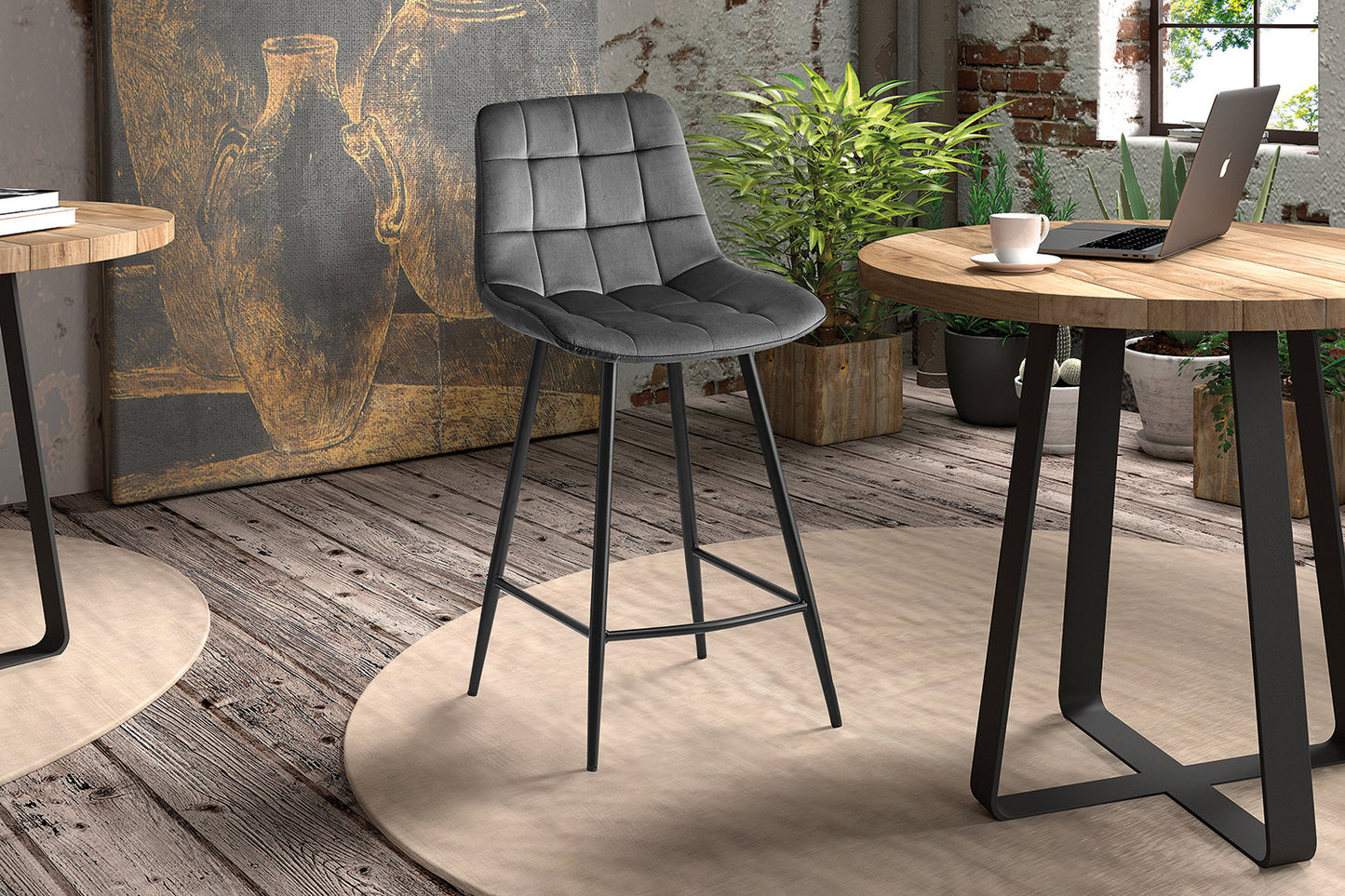 Tellerstoel 'Juta' Fluweel Donkergrijs