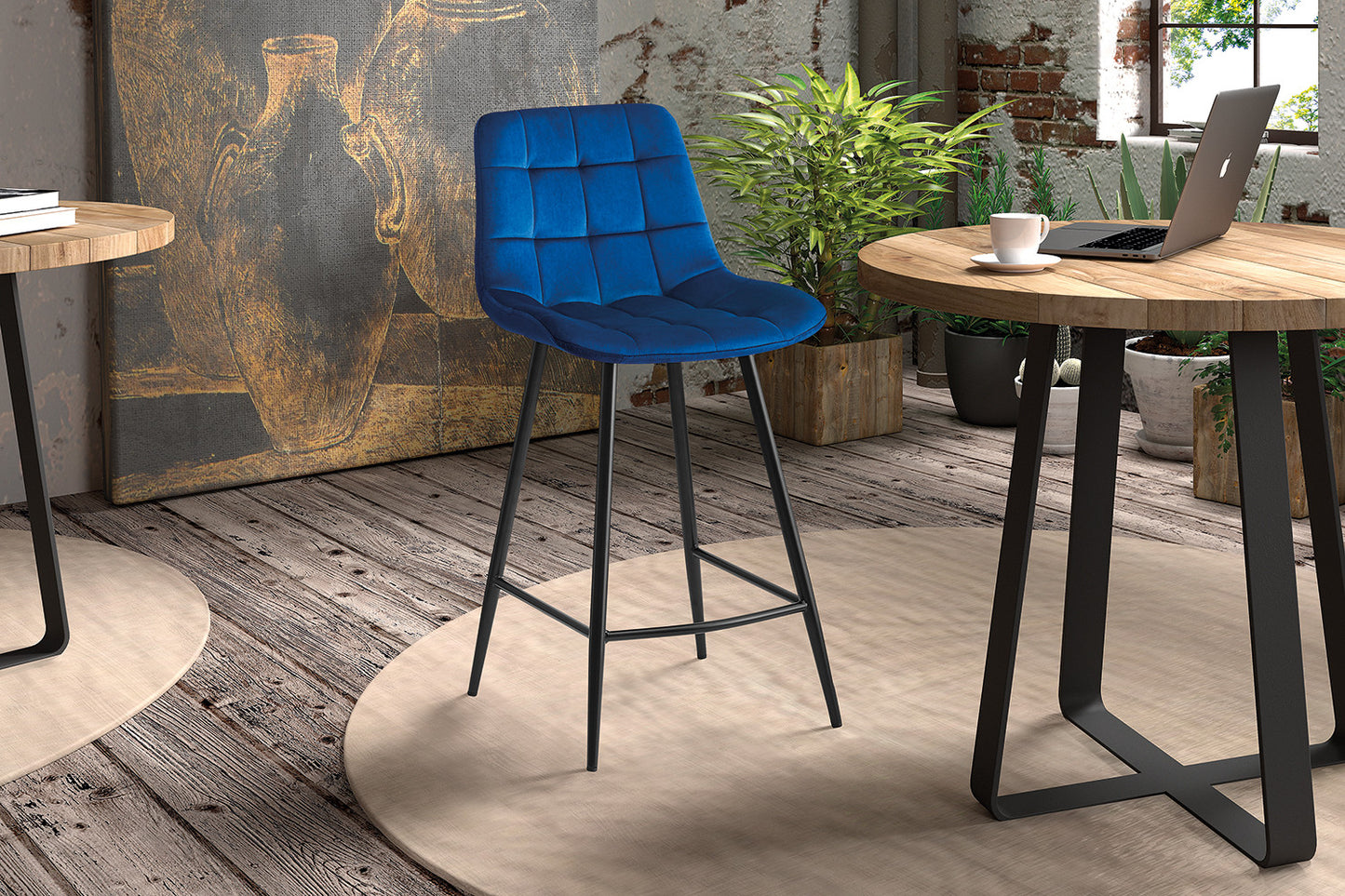 Tellerstoel 'Juta' Fluweel Blauw