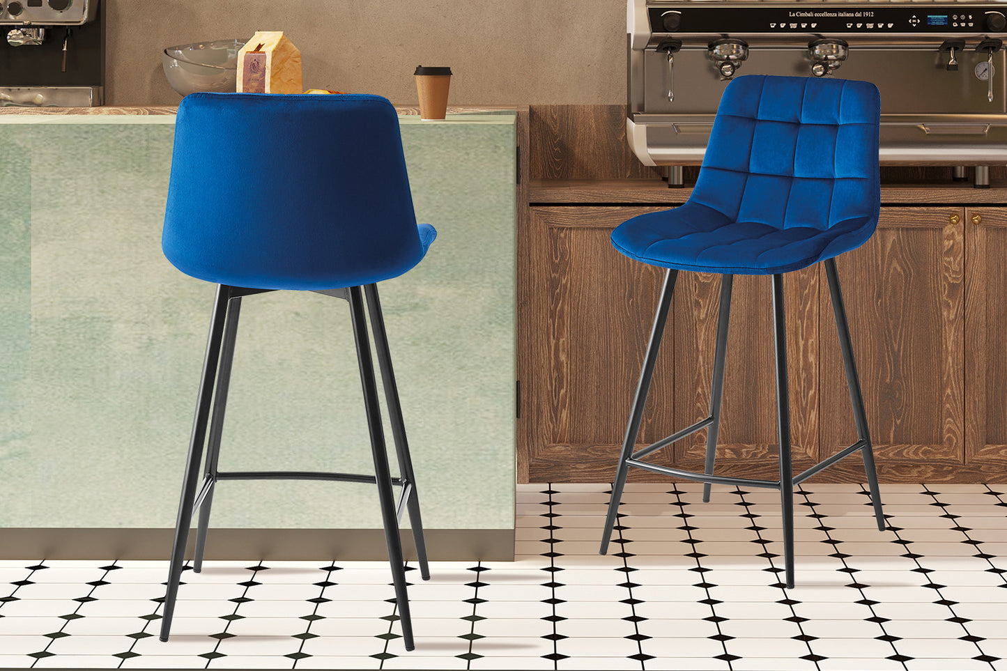 Tellerstoel 'Juta' Fluweel Blauw