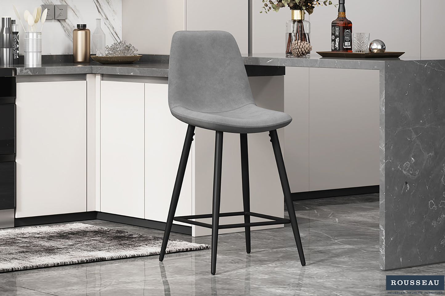 Tellerstoel 'Boy' Fluweel Grijs