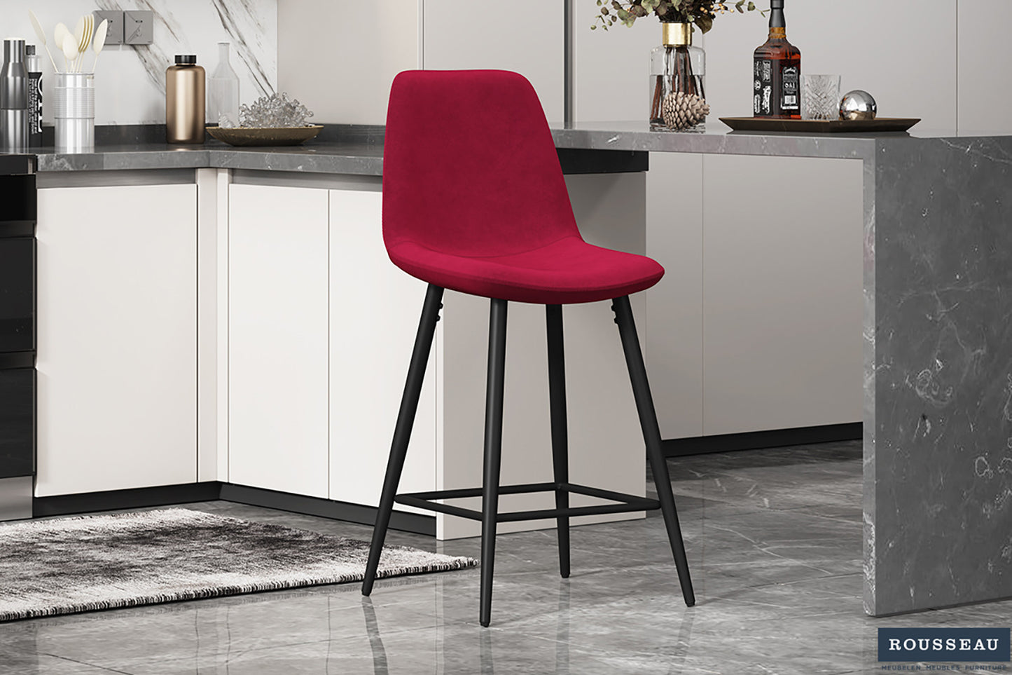 Tellerstoel 'Boy' Fluweel Bordeaux