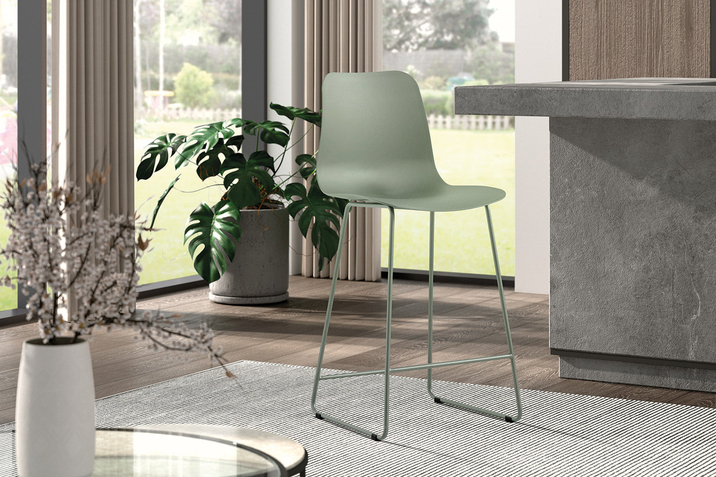 Tellerstoel 'Marie' PP Grijs-groen