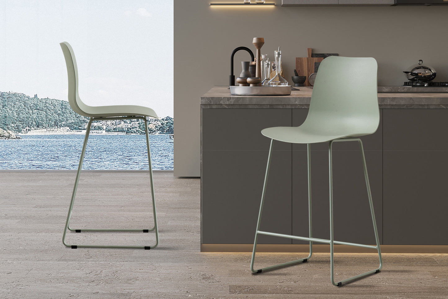 Tellerstoel 'Marie' PP Grijs-groen